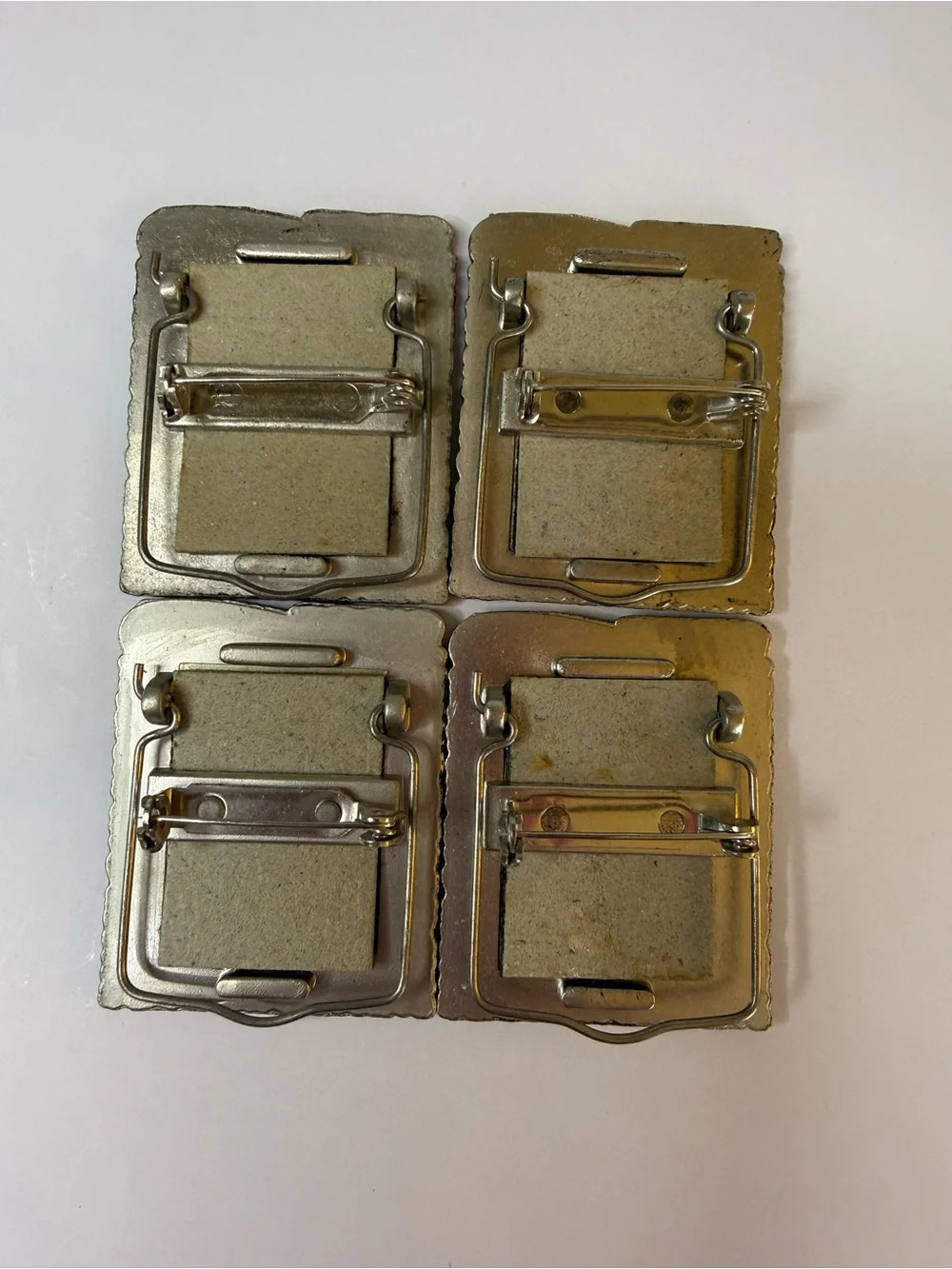 Set of 4 Grandma Mini Photo Frames Rose Heart Easel Pin Back Silver Tone